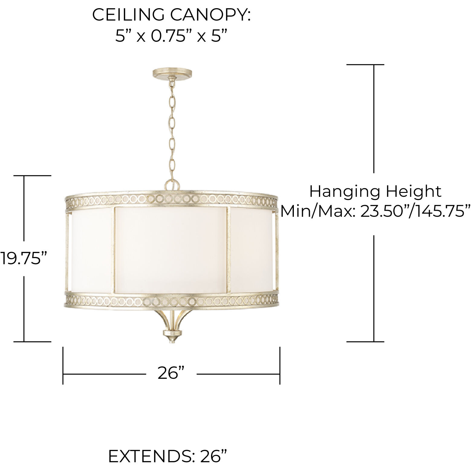 Isabella 4 Light 25 inch Winter Gold Pendant Ceiling Light