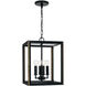 Rowe 4 Light 12 inch Matte Black and Brown Wood Foyer Ceiling Light
