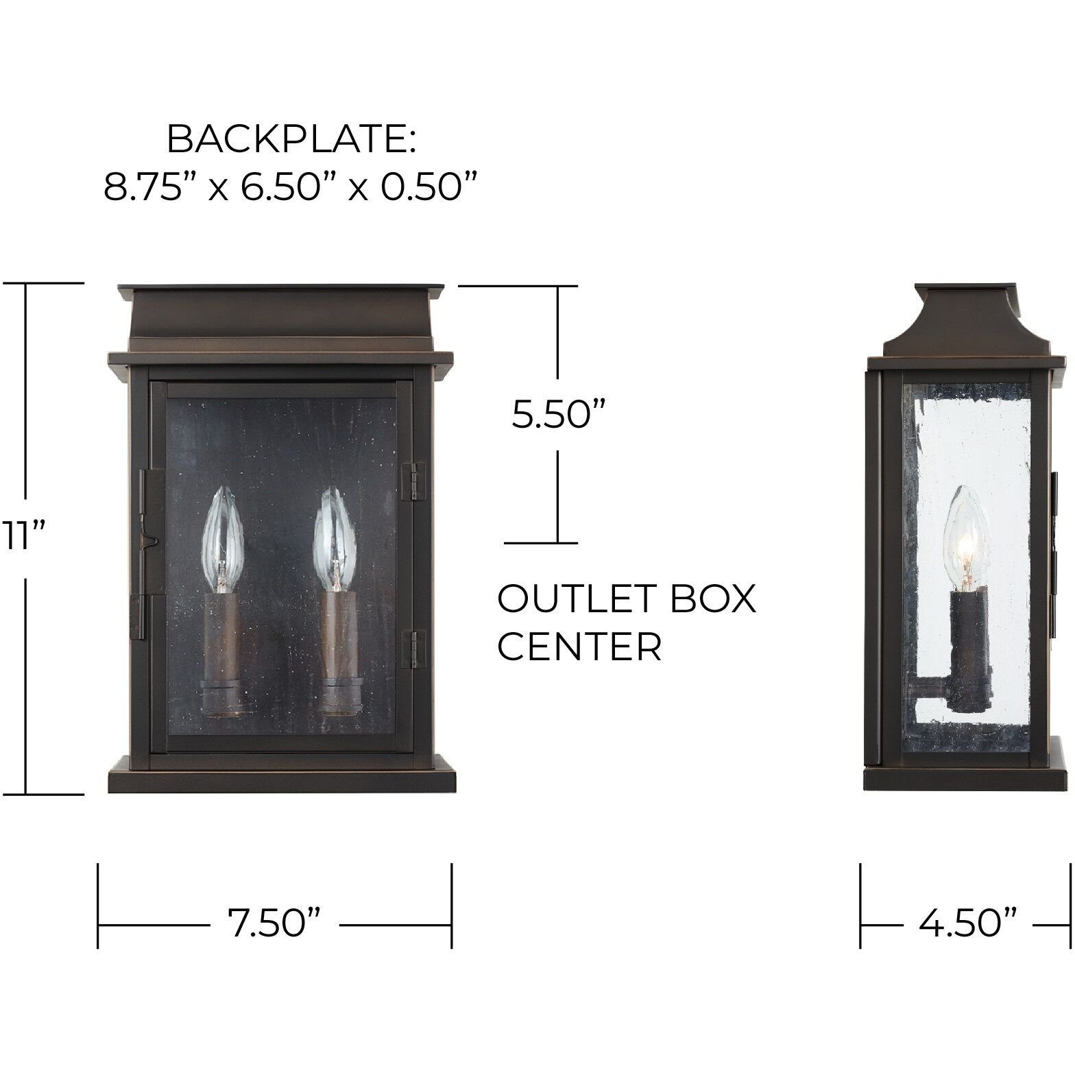 Bolton 2 Light 11 inch Oiled Bronze Outdoor Wall Lantern