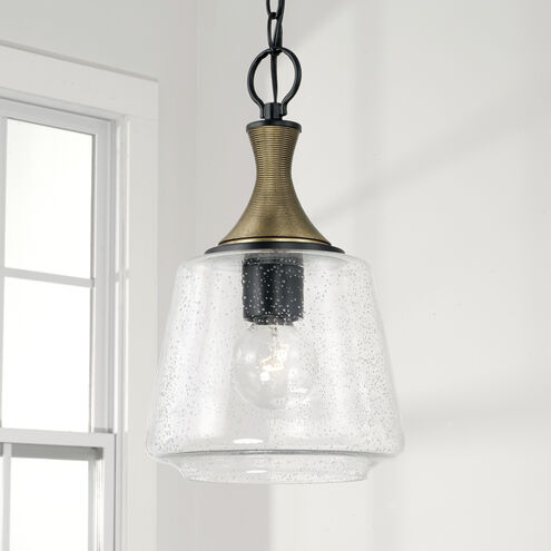 Amara 1 Light 9 inch Matte Black with Brass Pendant Ceiling Light