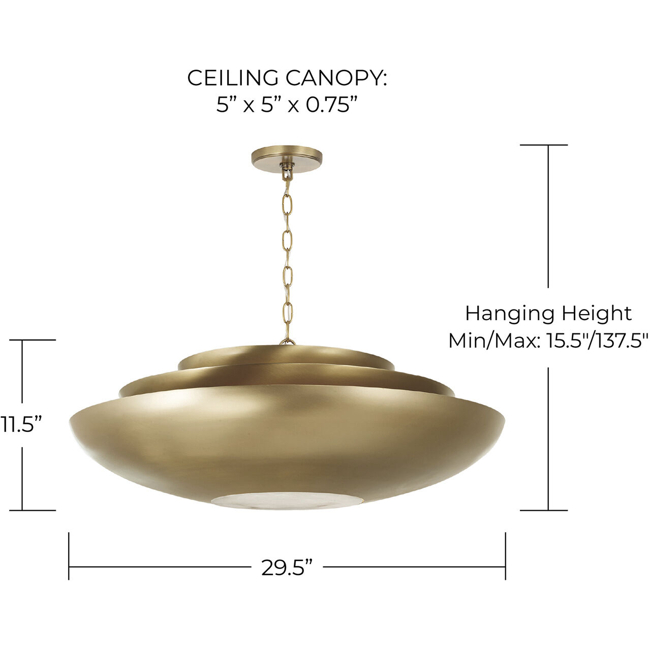 Gia 4 Light 29.5 inch Aged Brass Pendant Ceiling Light