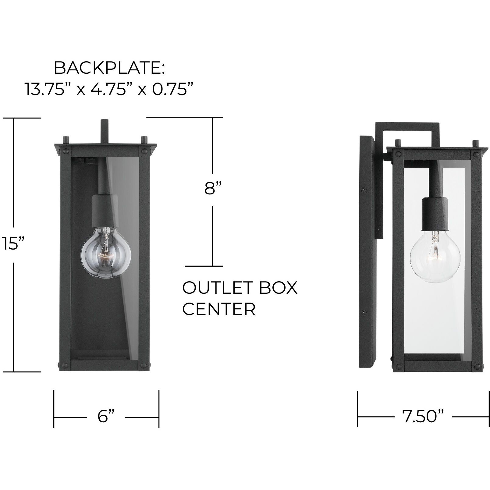Hunt 1 Light 15 inch Black Outdoor Wall Mount in Incandescent