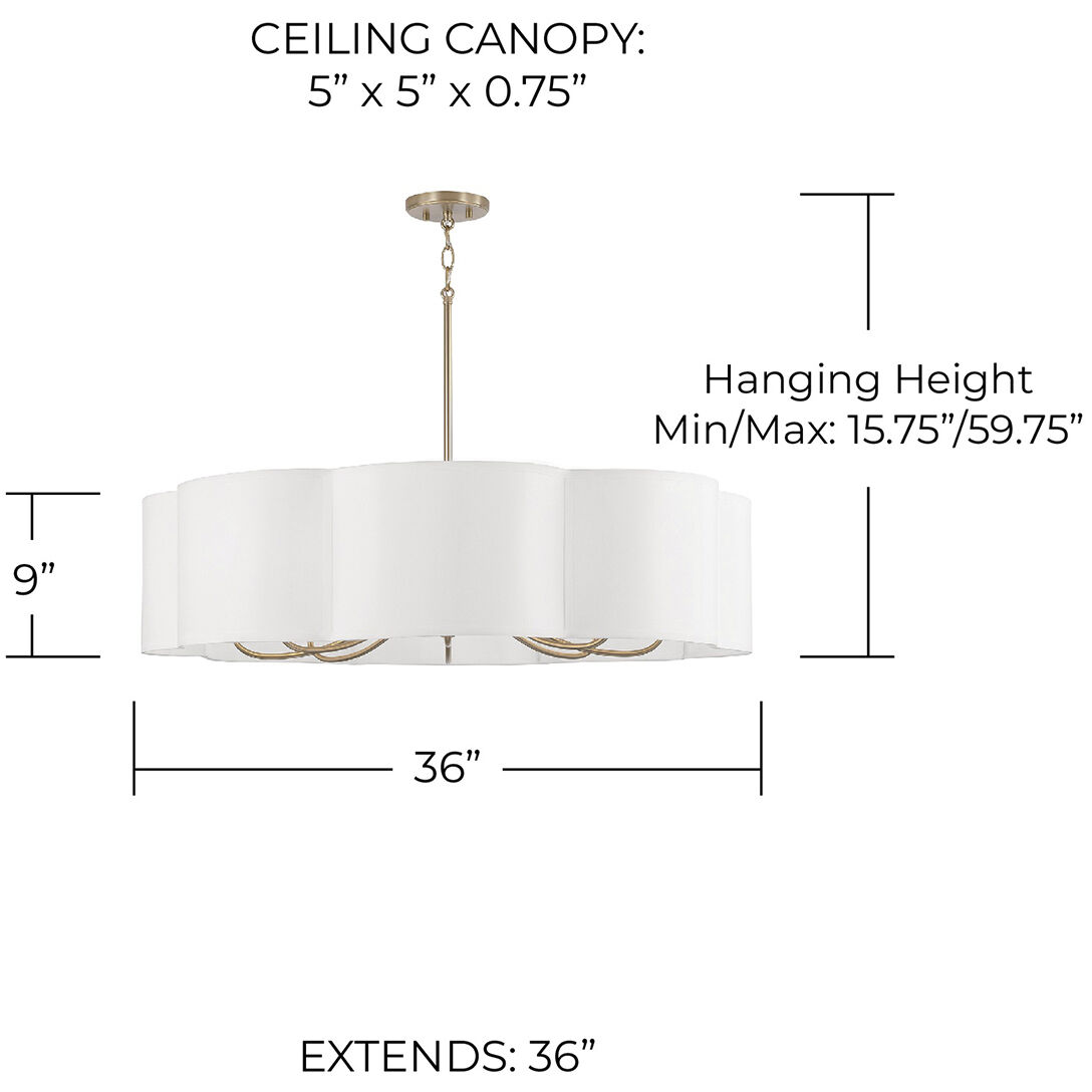 Sabine 8 Light 36 inch Matte Brass Chandelier Ceiling Light