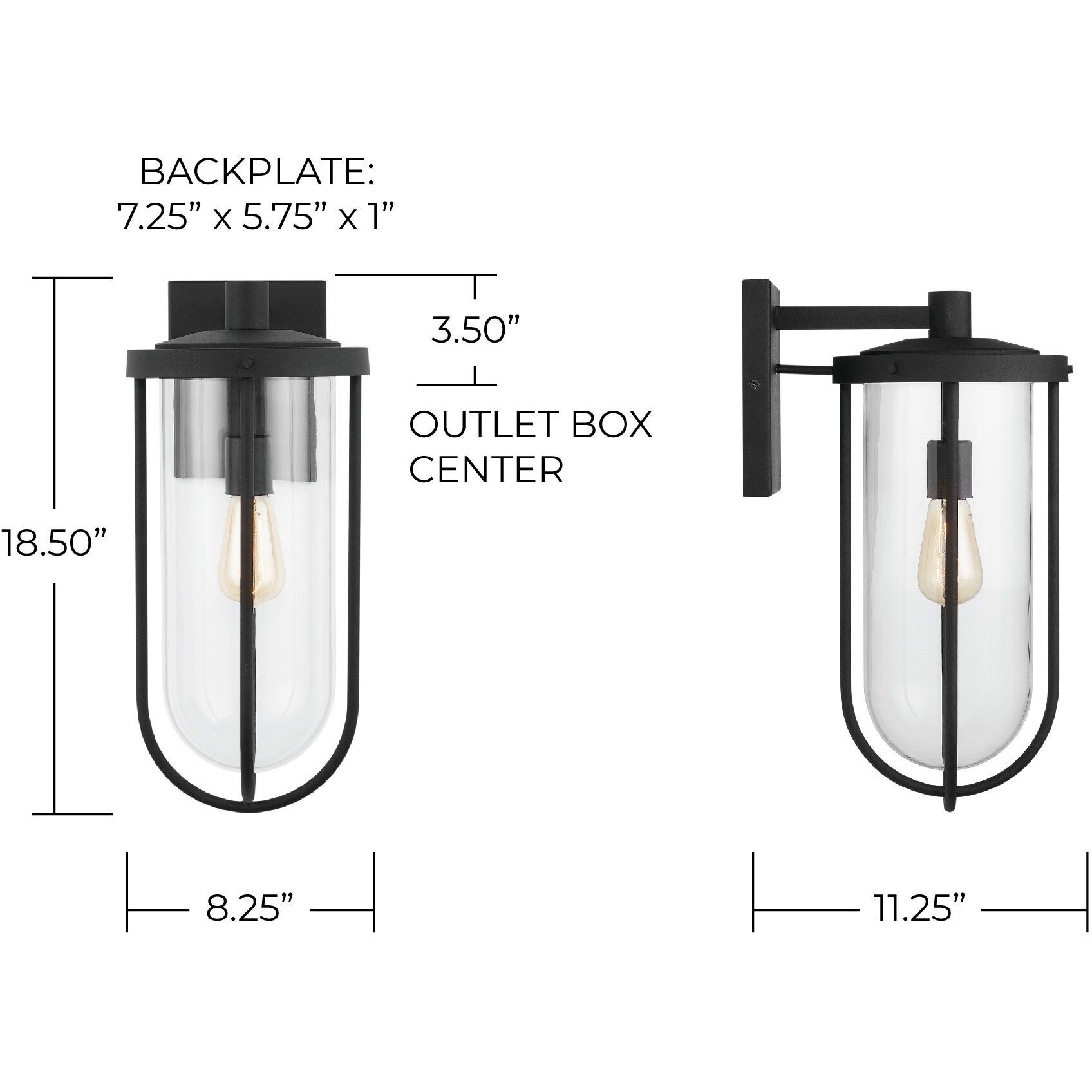 Corbin 1 Light 19 inch Black Outdoor Wall Mount