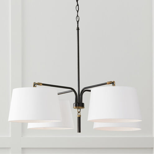 Beckham 4 Light 36 inch Glossy Black and Aged Brass Chandelier Ceiling Light