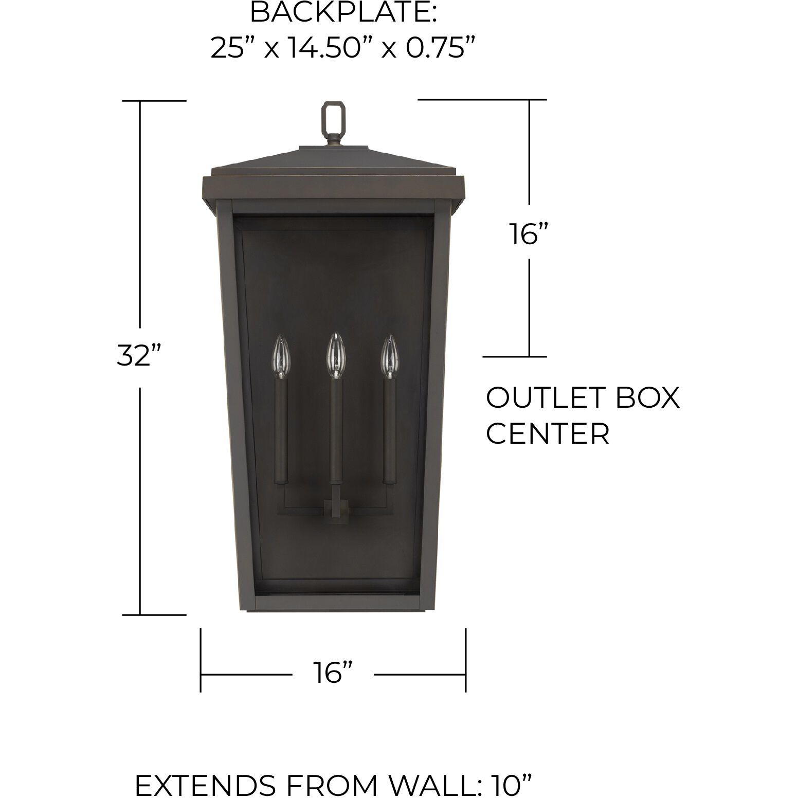 Donnelly 3 Light 32 inch Oiled Bronze Outdoor Wall Lantern