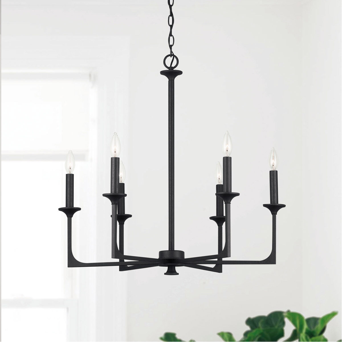 Clint 6 Light 28 inch Black Iron Chandelier Ceiling Light