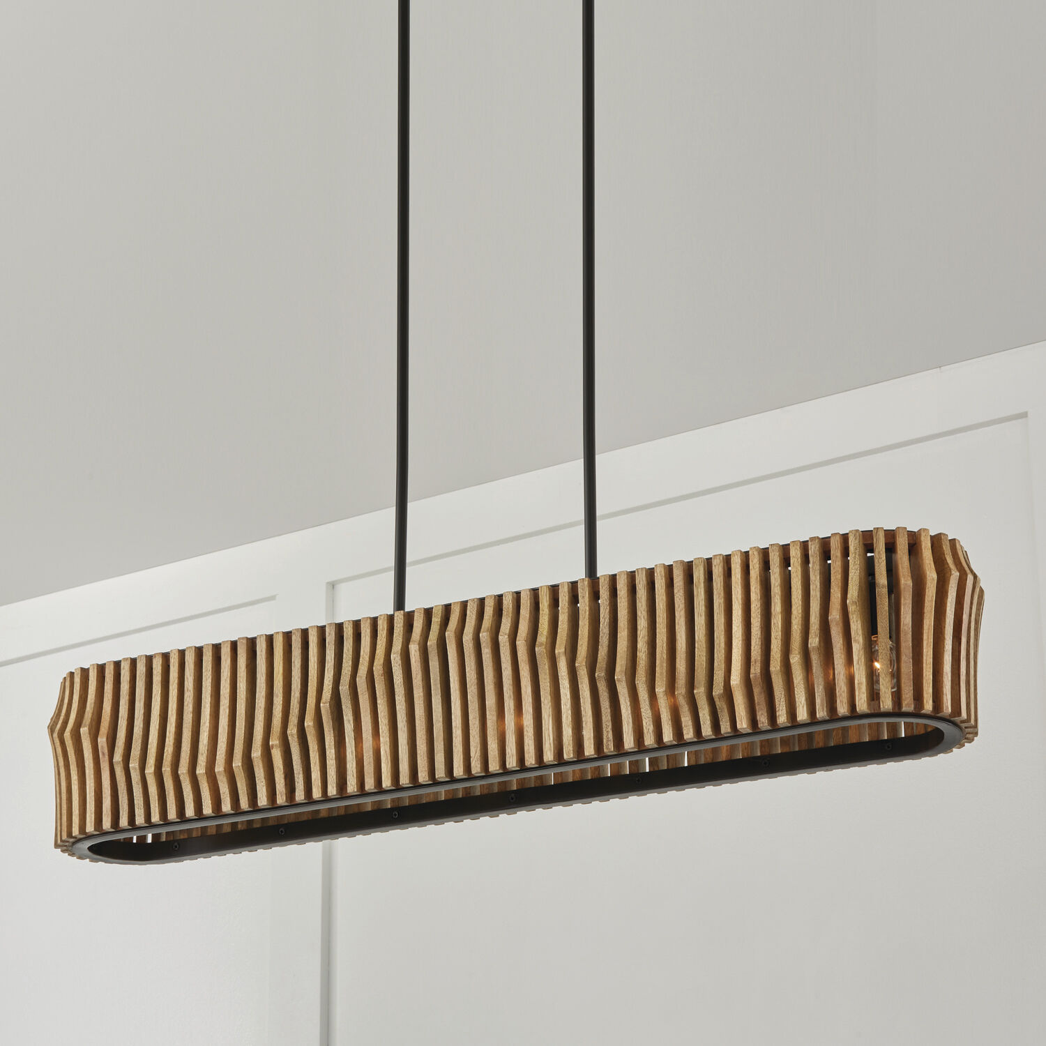 Archer 6 Light 41 inch Light Wood and Matte Black Island Light Ceiling Light