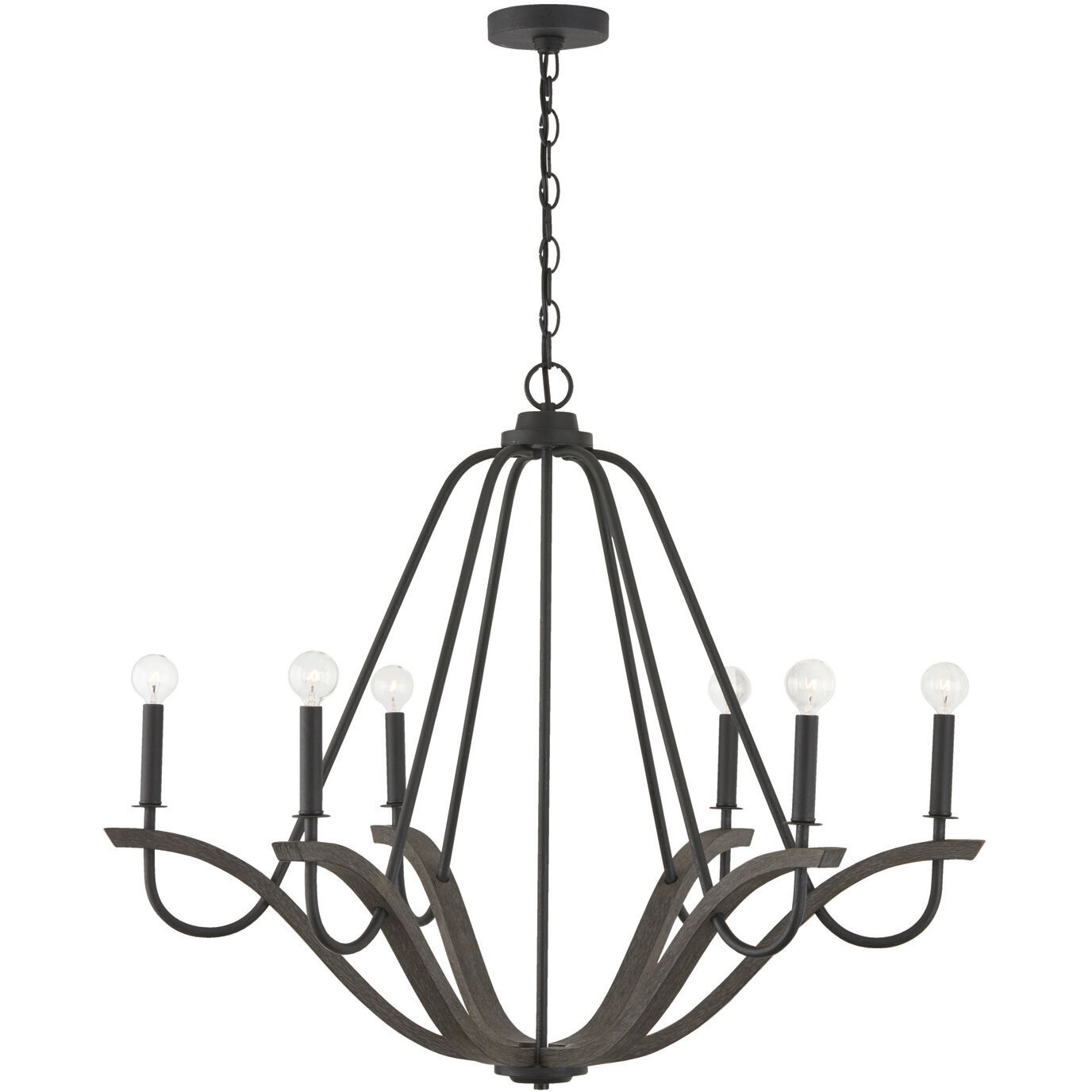 Clive 6 Light 36 inch Carbon Grey and Black Iron Chandelier Ceiling Light