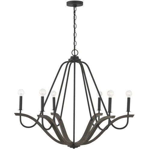 Clive 6 Light 36 inch Carbon Grey and Black Iron Chandelier Ceiling Light
