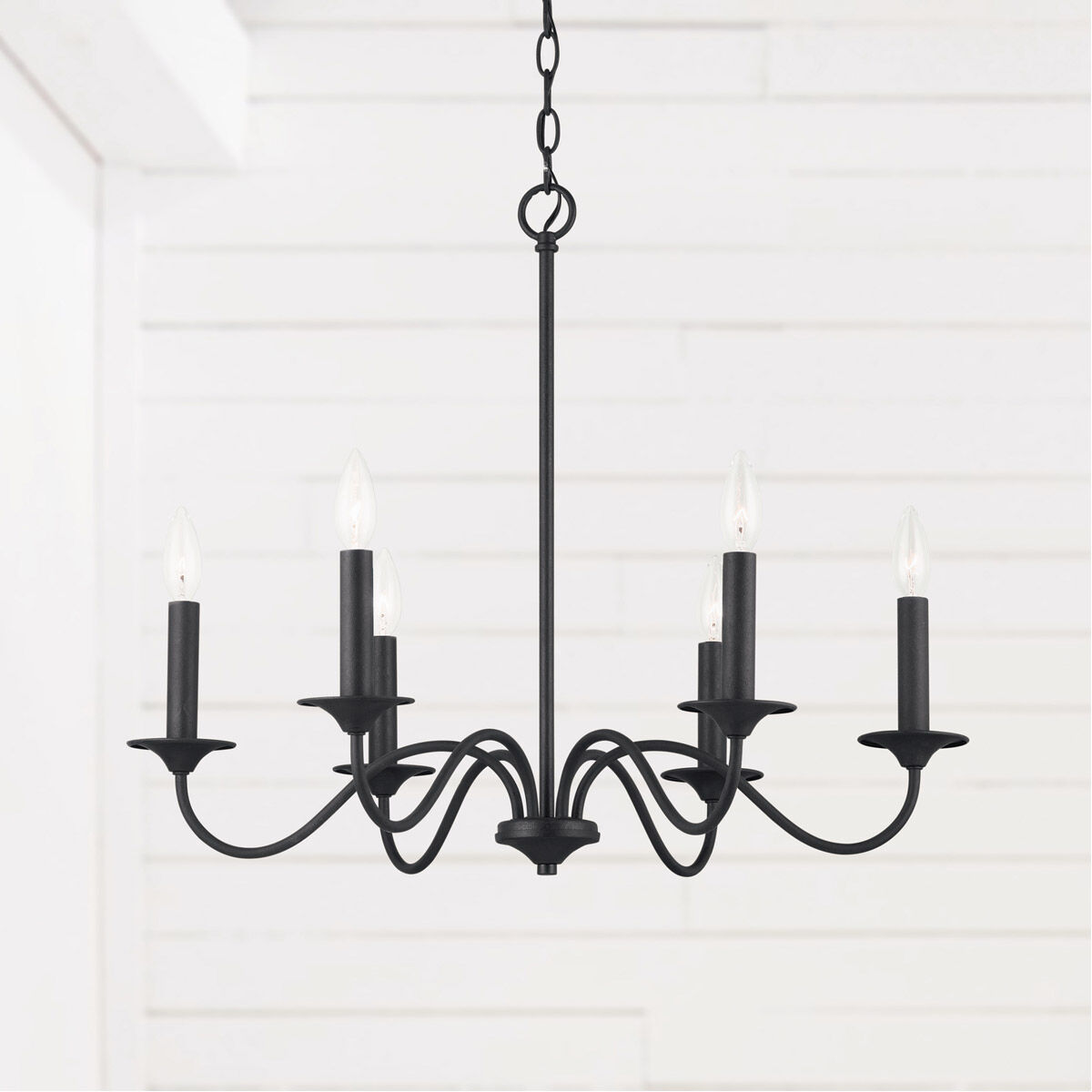 Vincent 6 Light 26 inch Black Iron Chandelier Ceiling Light