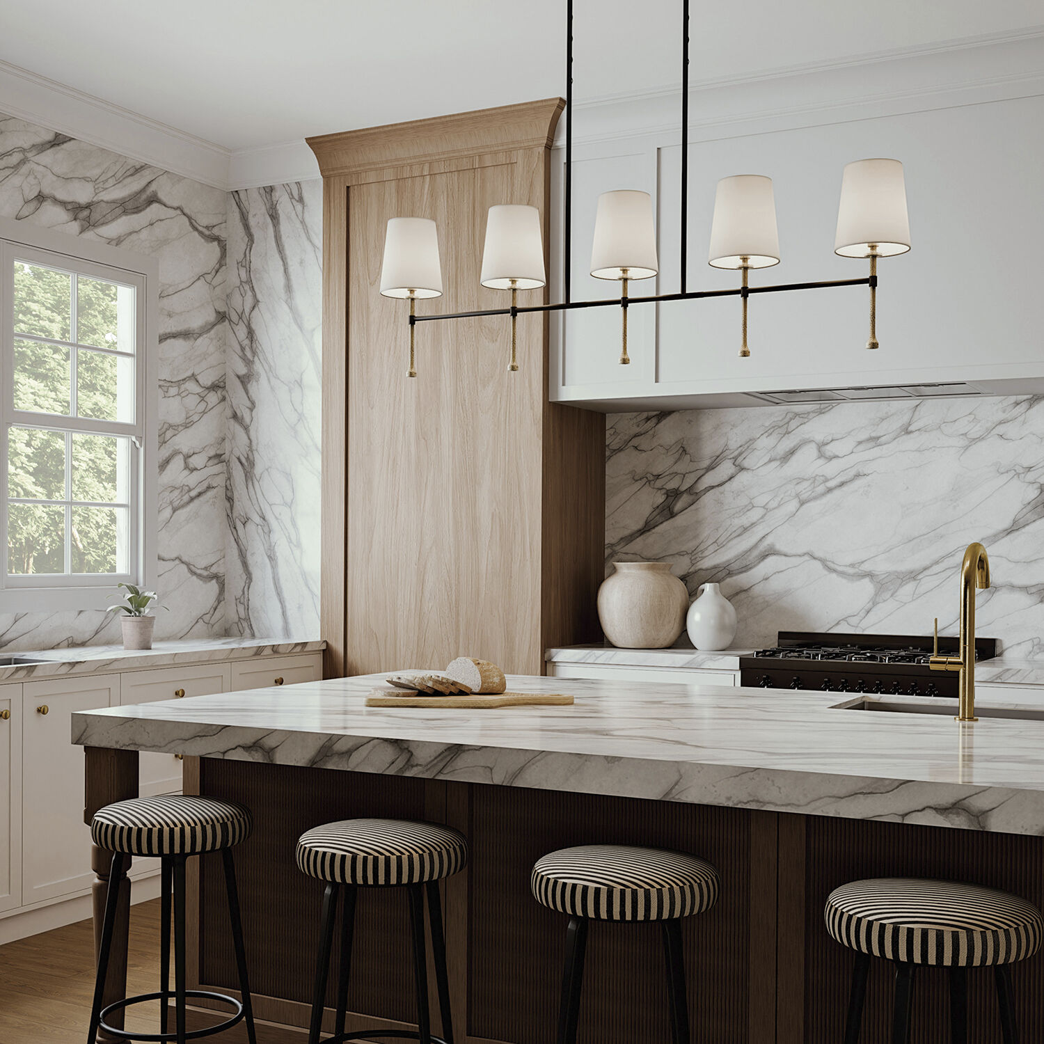 Hollis 5 Light 48 inch Matte Black with Hammered Gold Island Light Ceiling Light