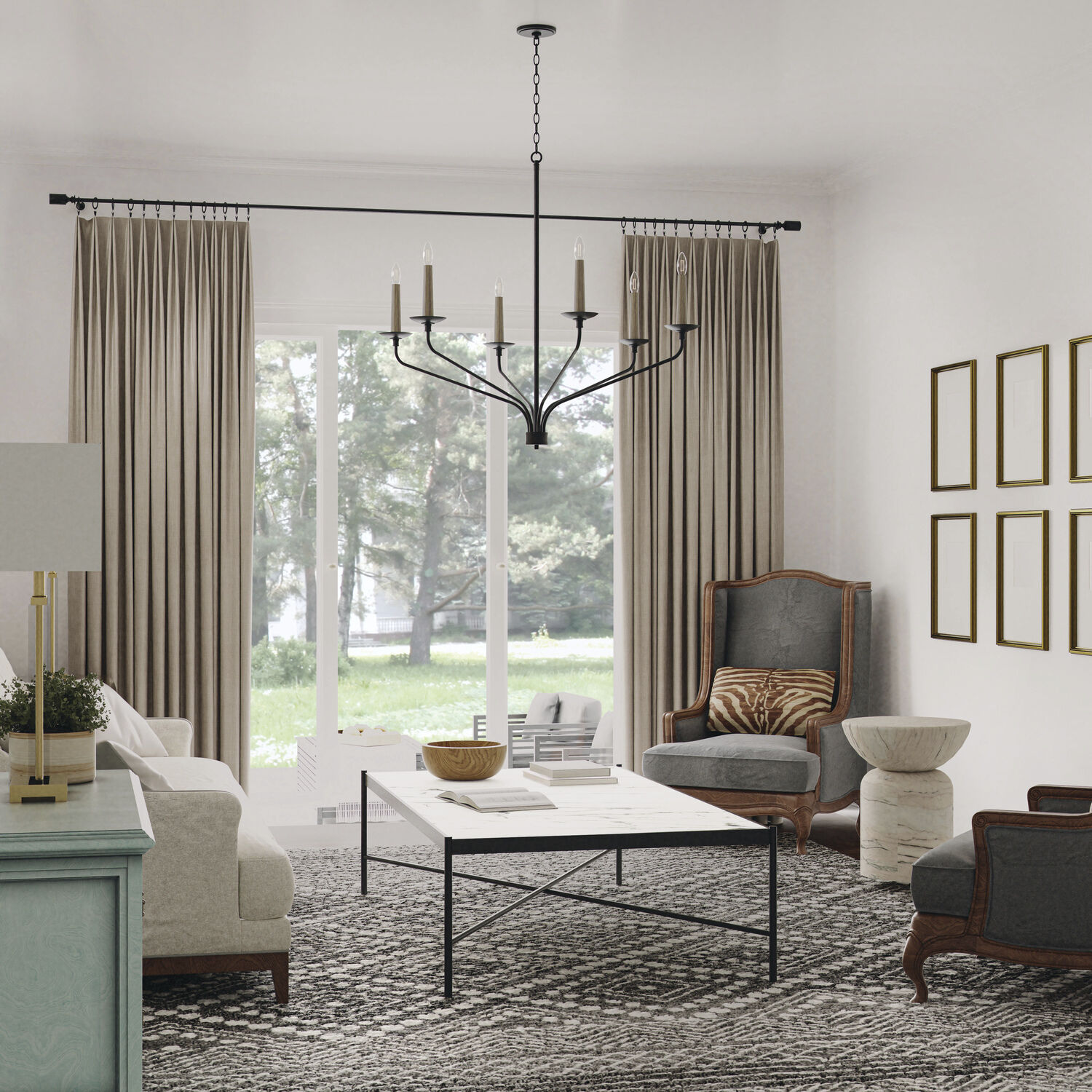 Wilder 6 Light 32 inch Matte Black Chandelier Ceiling Light