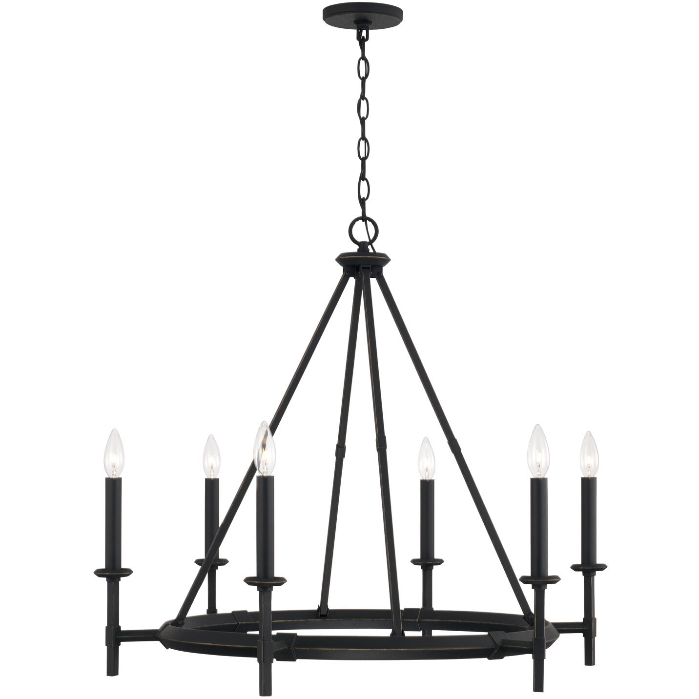 Ogden 6 Light 33 inch Brushed Black Iron Chandelier Ceiling Light
