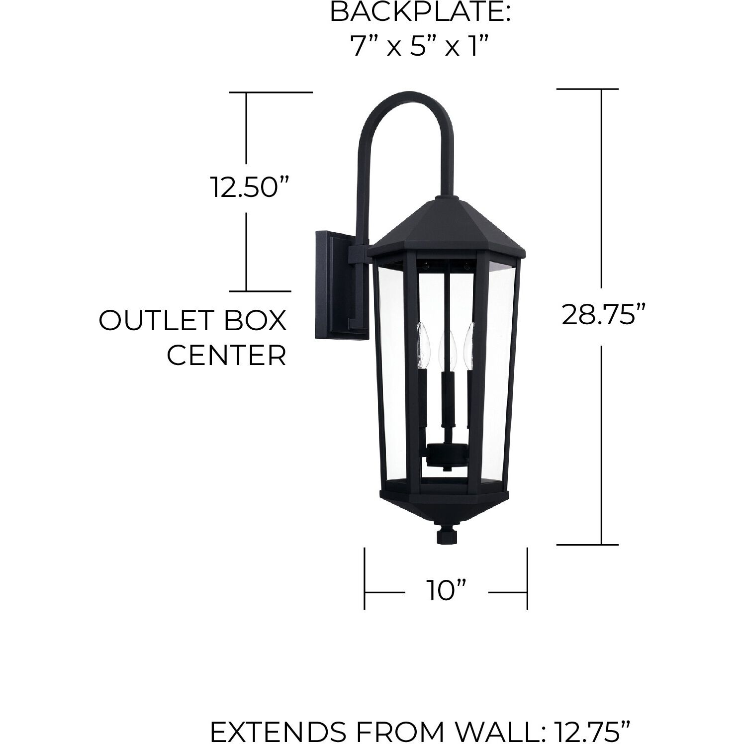 Ellsworth 3 Light 29 inch Black Outdoor Wall Lantern