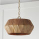 Nadeau 1 Light 15 inch Light Wood and Patinaed Brass Semi-Flush Ceiling Light, Convertible Dual Mount