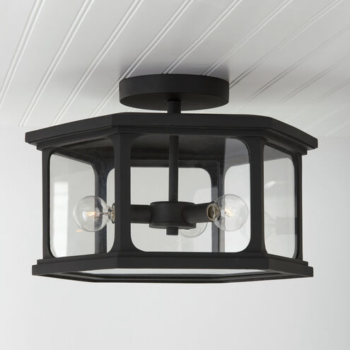 Walton 3 Light 16 inch Black Outdoor Semi-Flush Mount