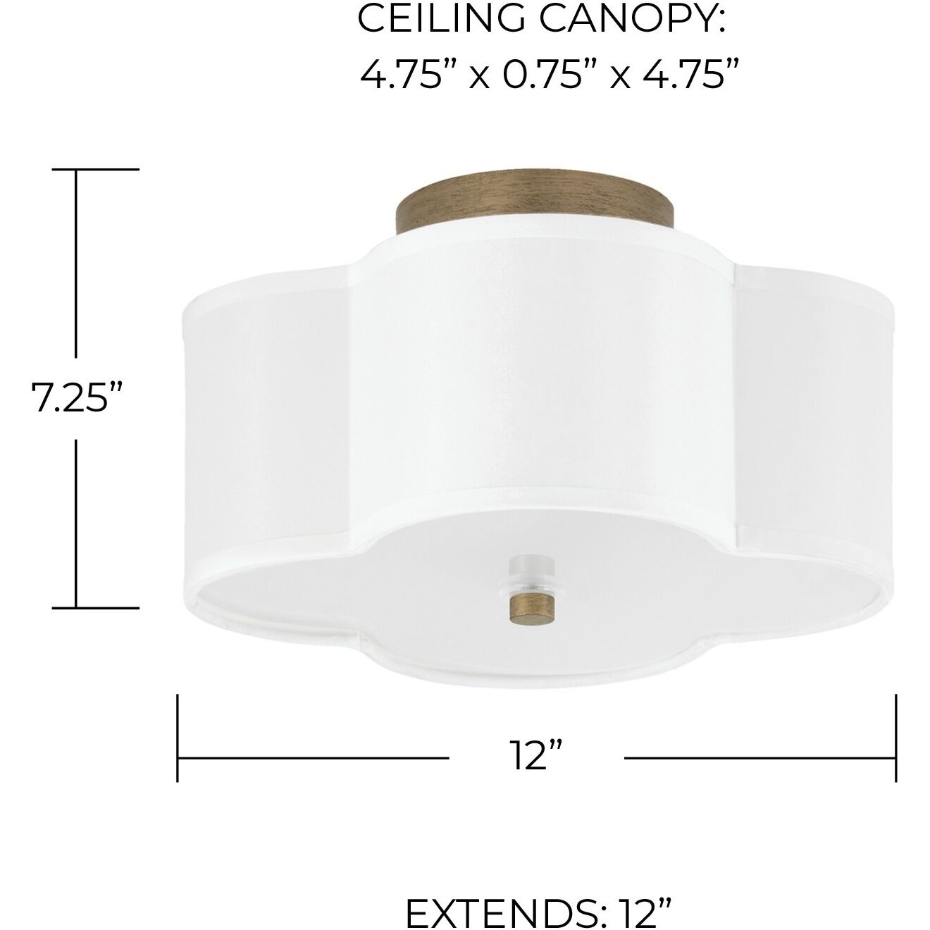 Quinn 2 Light 12 inch Brushed Gold Semi-Flush Mount Ceiling Light