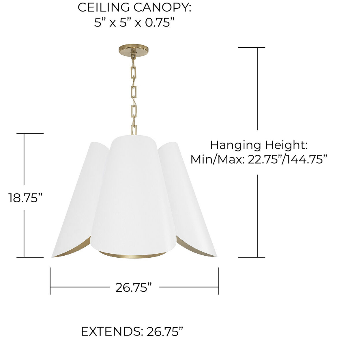 Maeve 4 Light 26.75 inch Matte Brass and White Pendant Ceiling Light