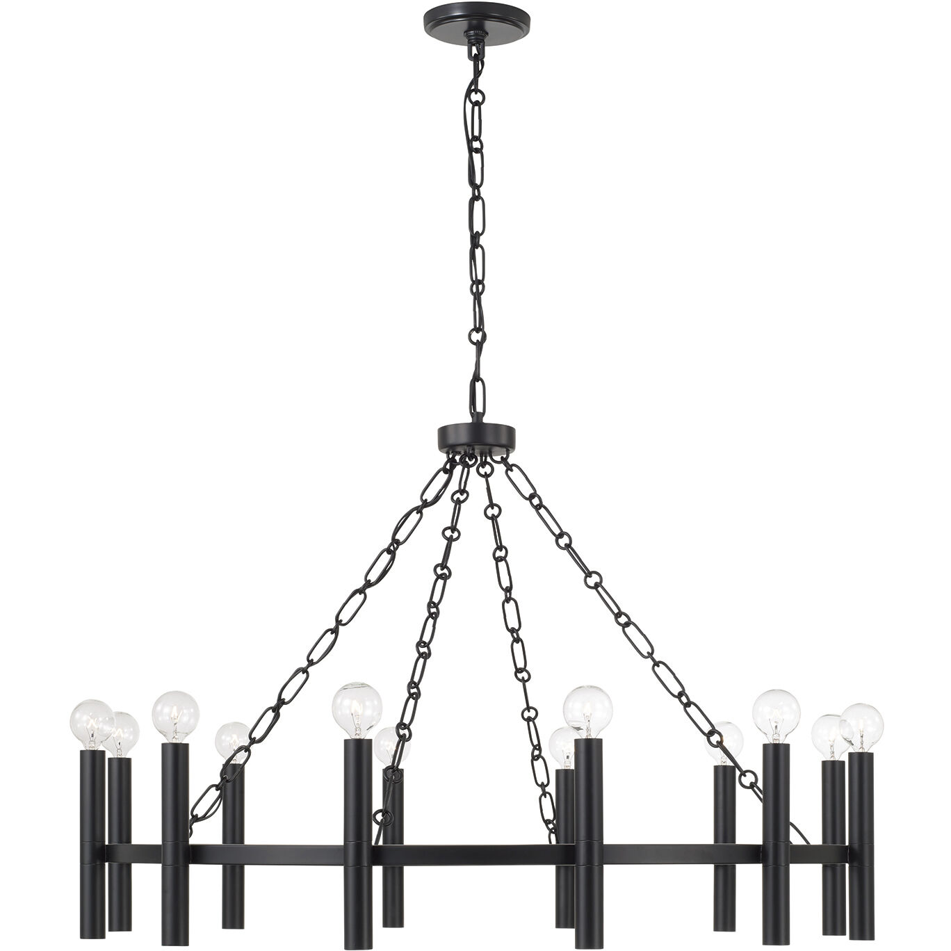 Winton 12 Light 35 inch Matte Black Chandelier Ceiling Light