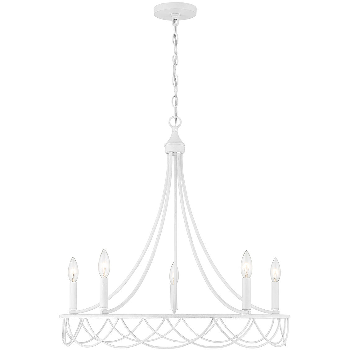 Stella 5 Light 26 inch Distressed White Chandelier Ceiling Light