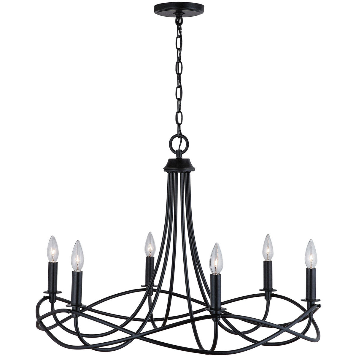 Sonnet 6 Light 30 inch Matte Black Chandelier Ceiling Light