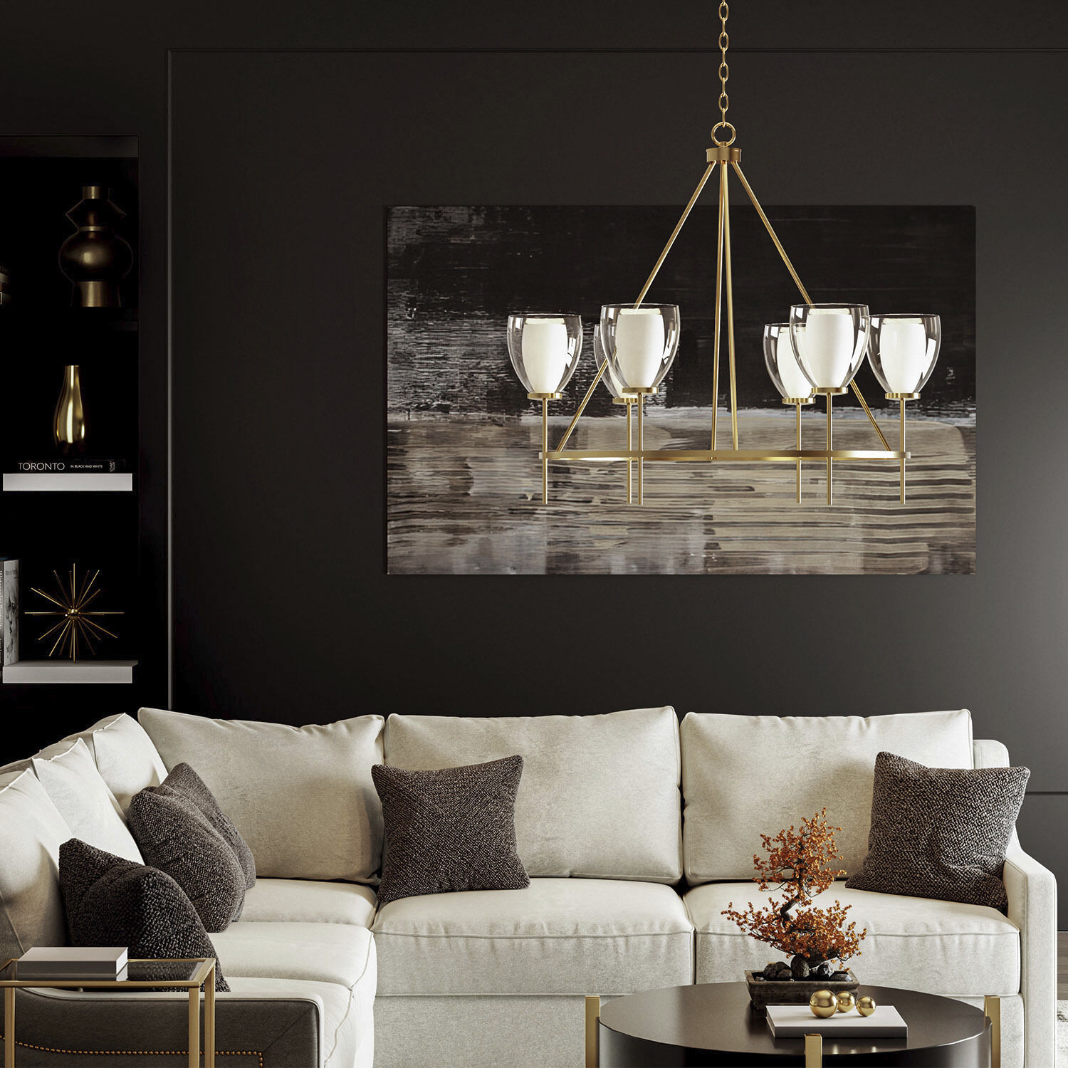 Joss 6 Light 34.5 inch Aged Brass Chandelier Ceiling Light