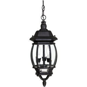 French Country 3 Light 8 inch Black Outdoor Hanging Lantern