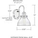 Baxter 1 Light 7 inch Chrome Sconce Wall Light in Clear