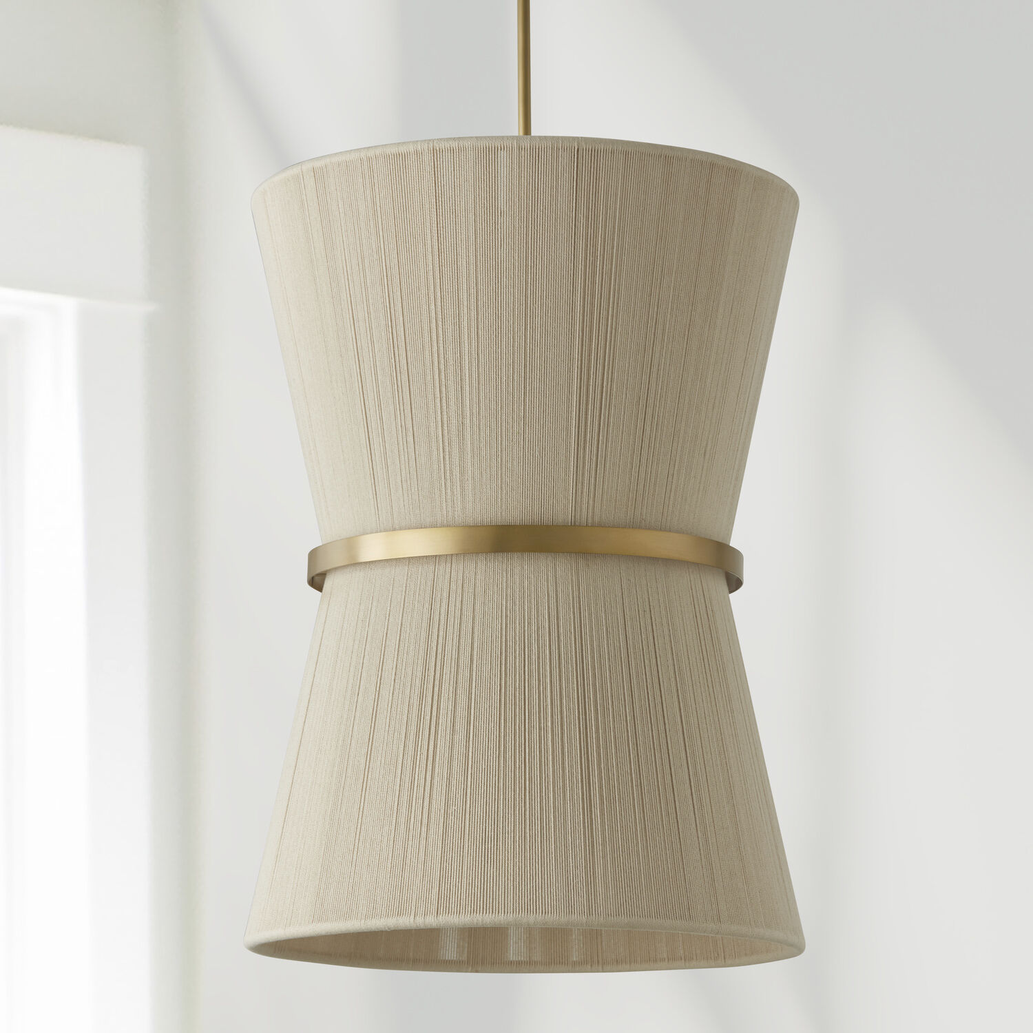 Cecilia 6 Light 20 inch Bleached Natural Rope and Patinaed Brass Foyer Light Ceiling Light
