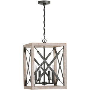 Remi 4 Light 15 inch Brushed White Wash and Nordic Iron Pendant Ceiling Light