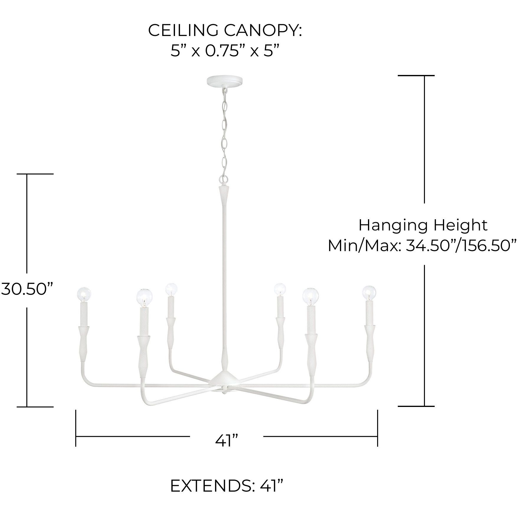 Paloma 6 Light 41 inch Textured White Chandelier Ceiling Light