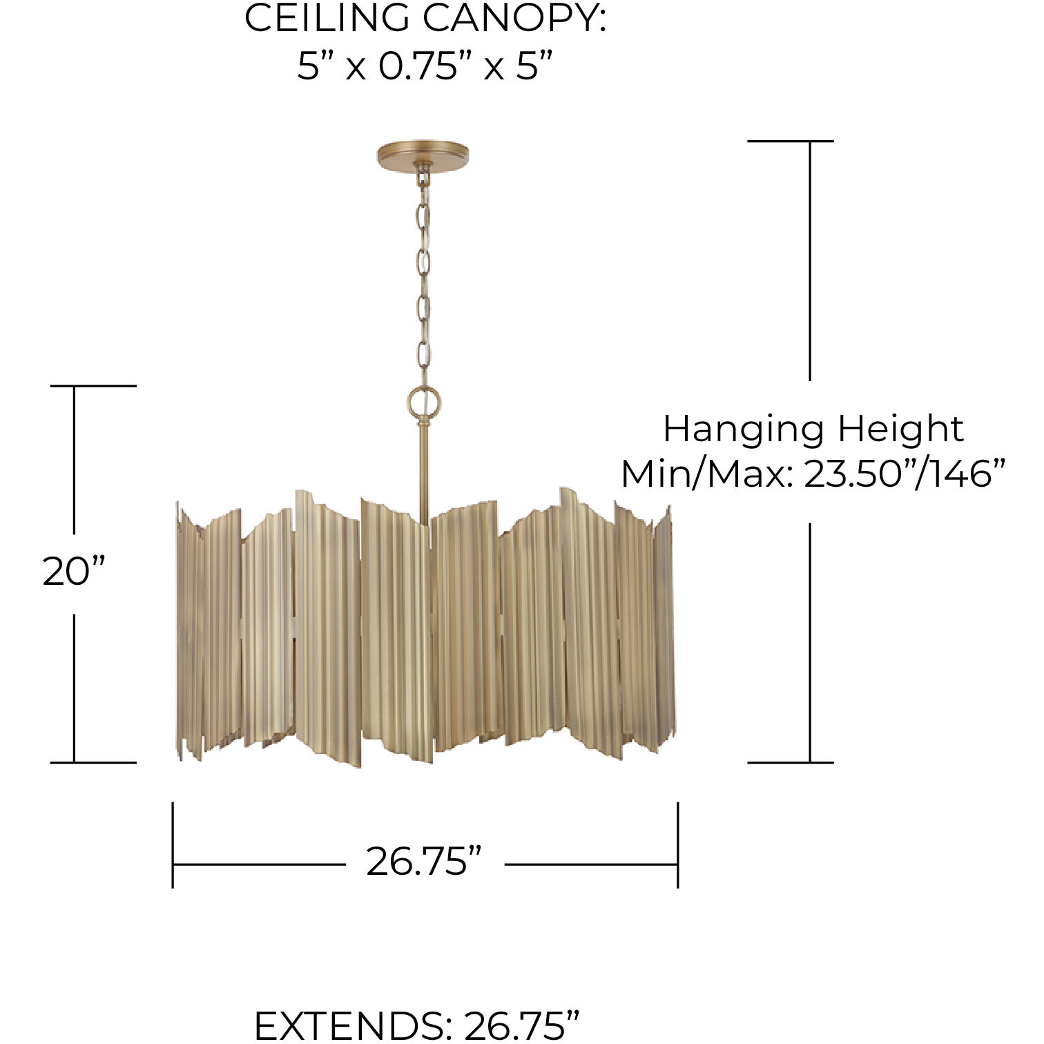 Xavier 4 Light 27 inch Aged Brass Pendant Ceiling Light