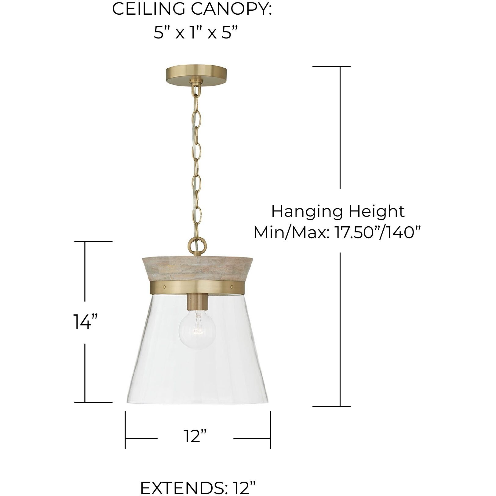 Finn 1 Light 12 inch White Wash and Matte Brass Pendant Ceiling Light