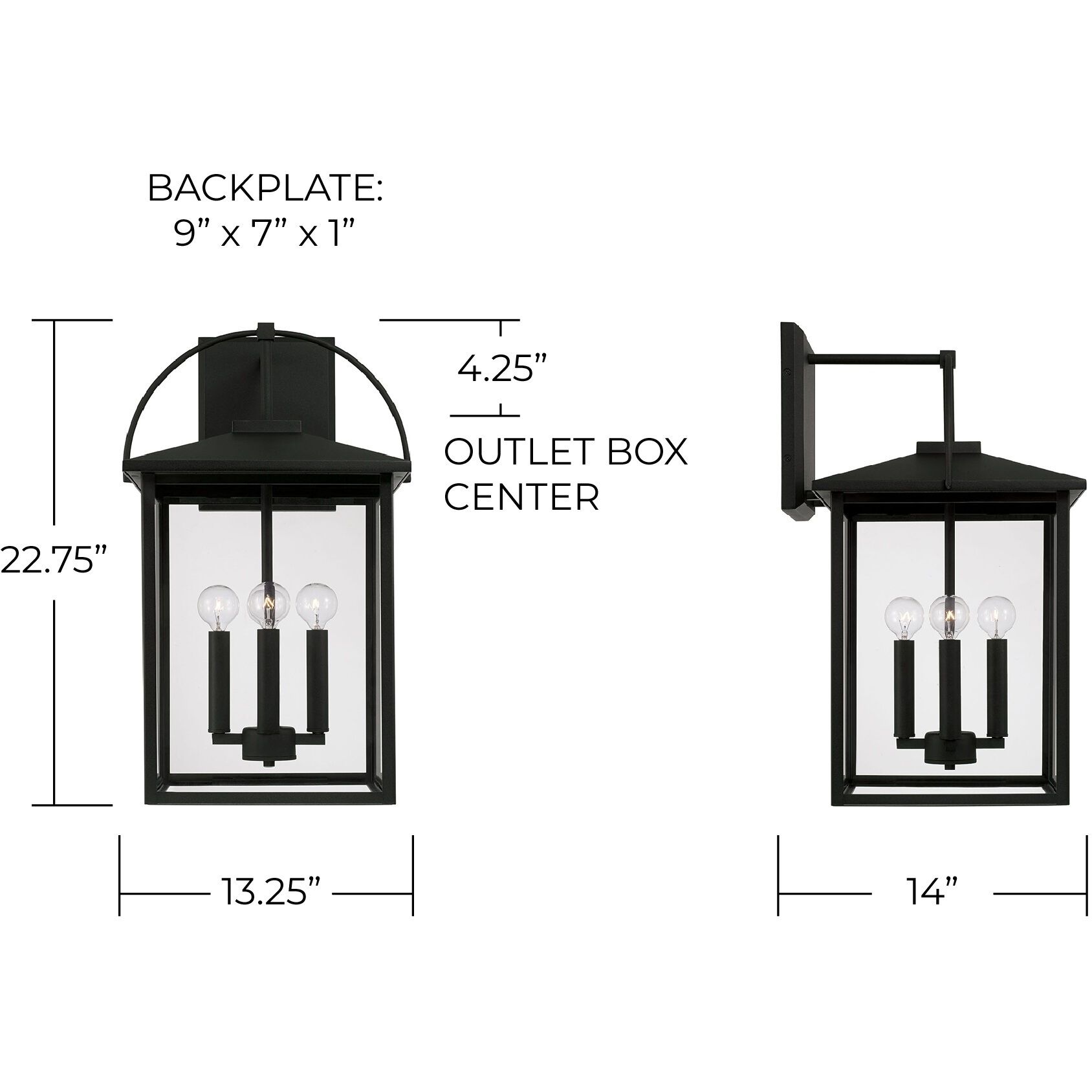Bryson 4 Light 22.75 inch Black Outdoor Wall Lantern