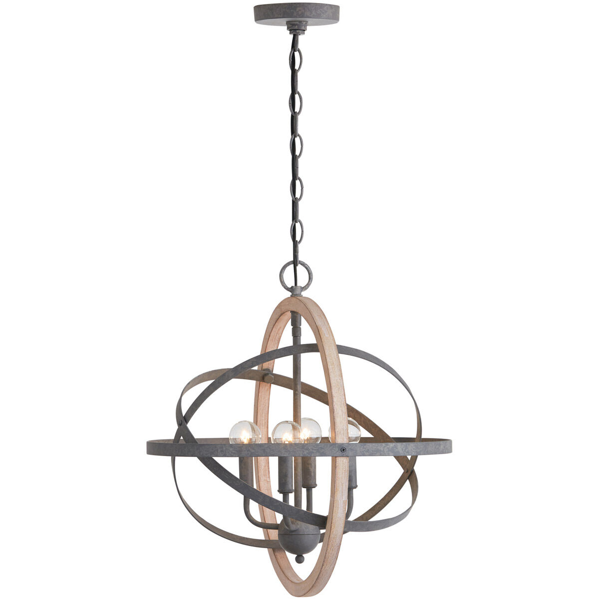 Bluffton 4 Light 18 inch Iron and Wood Pendant Ceiling Light