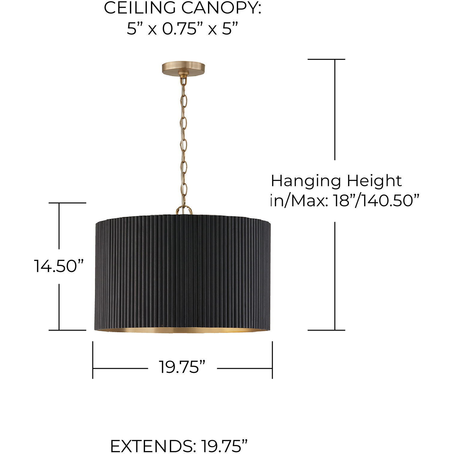 Donovan 3 Light 19.75 inch Black Stain and Matte Brass Pendant Ceiling Light