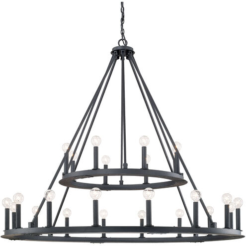 Pearson 24 Light 48 inch Black Iron Chandelier Ceiling Light