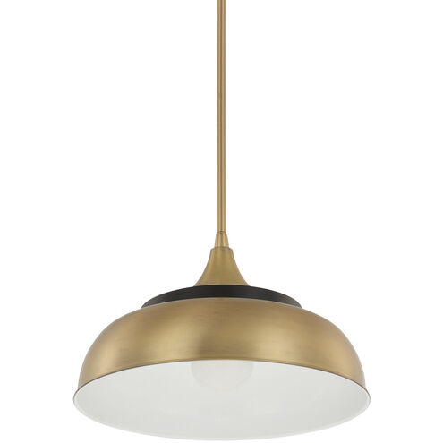 Max 1 Light 14.5 inch Brass and Onyx Pendant Ceiling Light