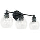 Mid Century 3 Light 24 inch Matte Black Vanity Light Wall Light