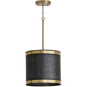Barrow 1 Light 12 inch Galvanized Black and True Brass Pendant Ceiling Light