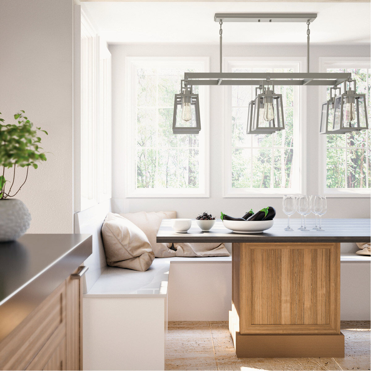 Kenner 6 Light 39.5 inch Antique Nickel Island Ceiling Light