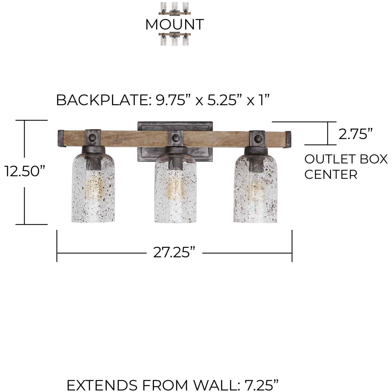 Nolan 3 Light 27 inch Urban Wash Vanity Light Wall Light
