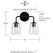 Amara 2 Light 14 inch Matte Black with Brass Vanity Light Wall Light