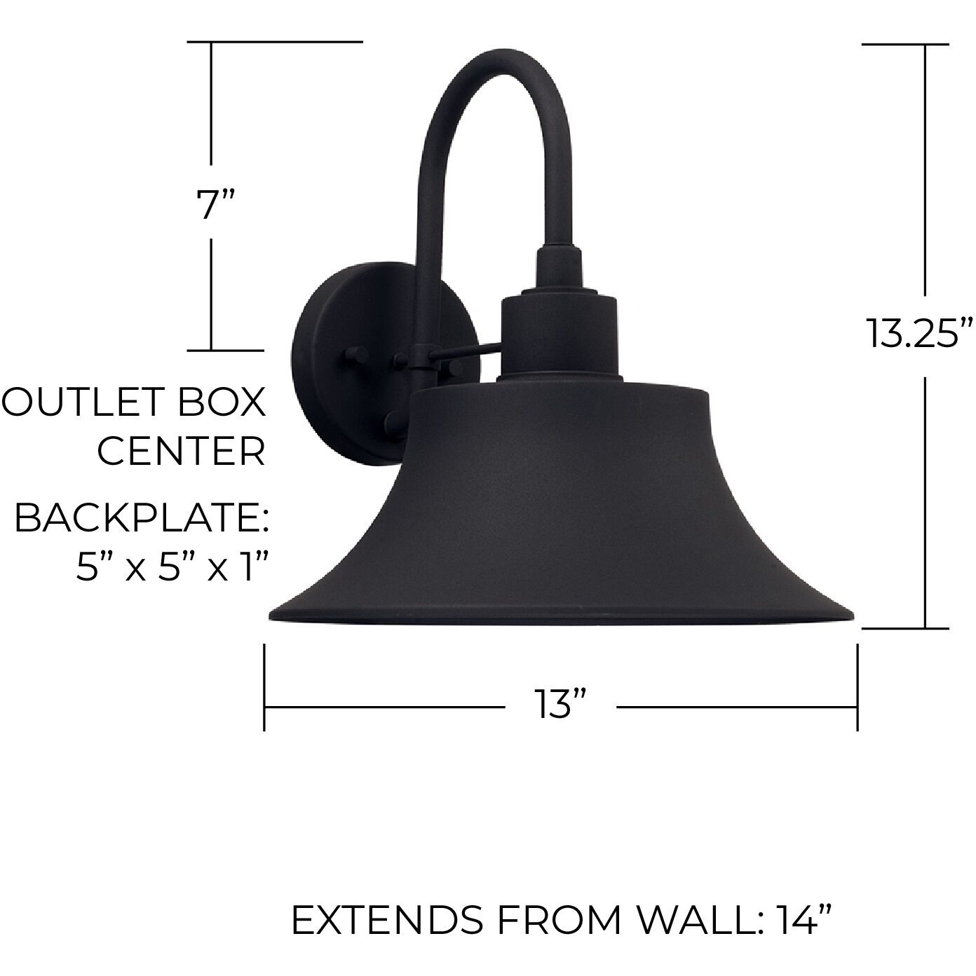 Brock 1 Light 13 inch Black Outdoor Wall Lantern