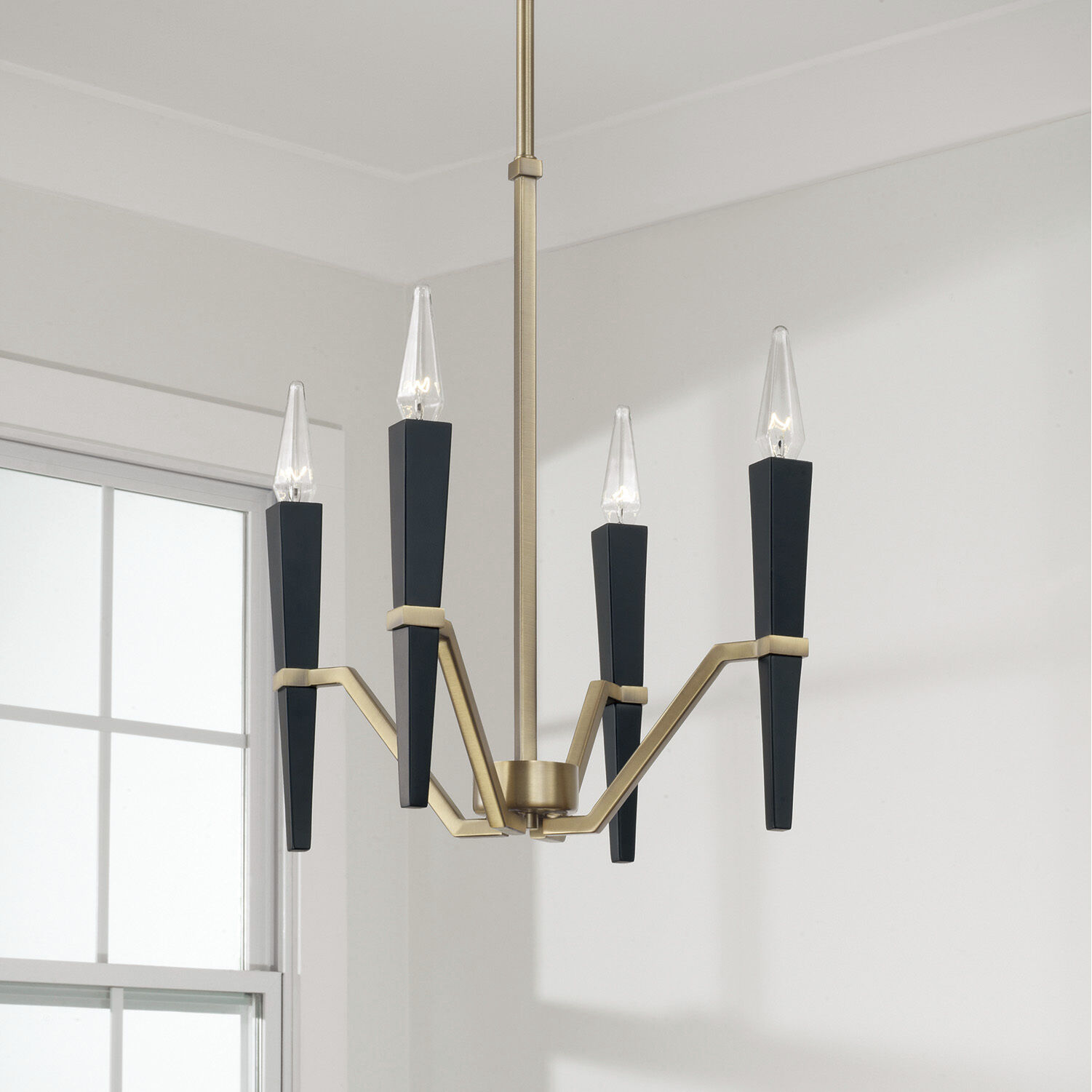 Enzo 4 Light 15.5 inch Aged Brass and Black Chandelier Ceiling Light