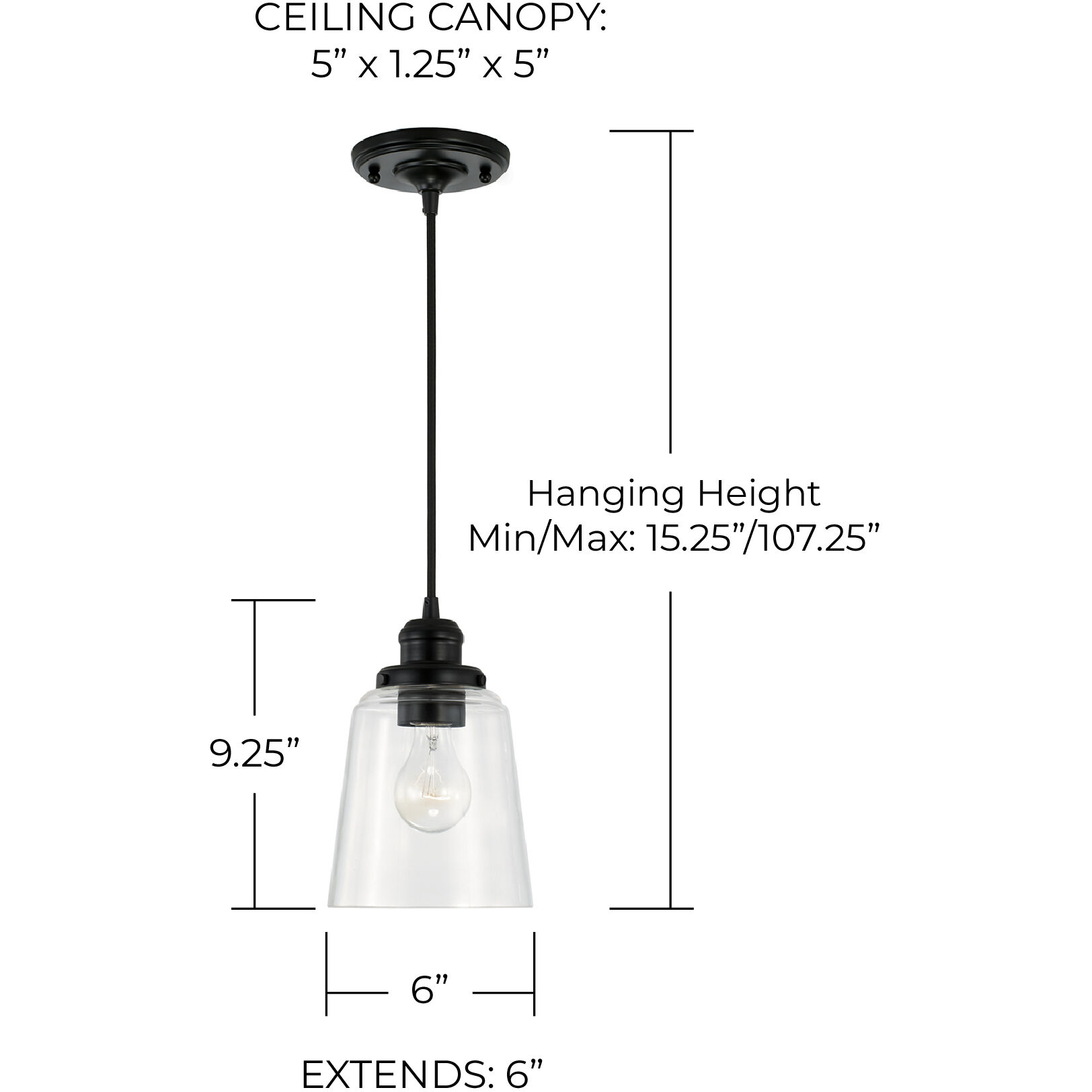 Fallon 1 Light 6 inch Matte Black Pendant Ceiling Light