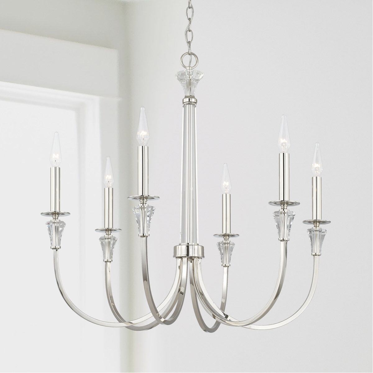 Laurent 6 Light 30 inch Polished Nickel Chandelier Ceiling Light