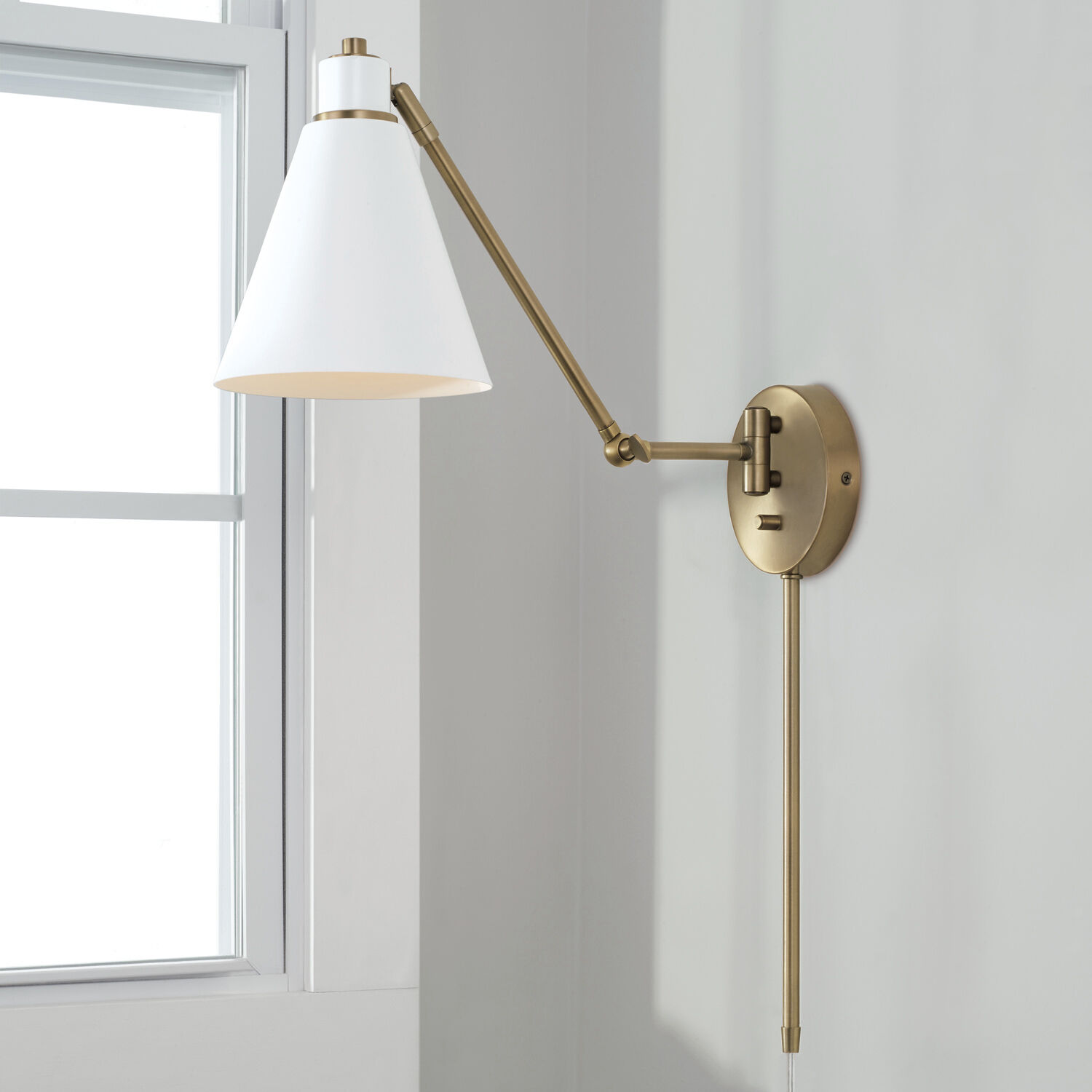 Bradley 1 Light 7 inch Aged Brass and White Sconce Wall Light