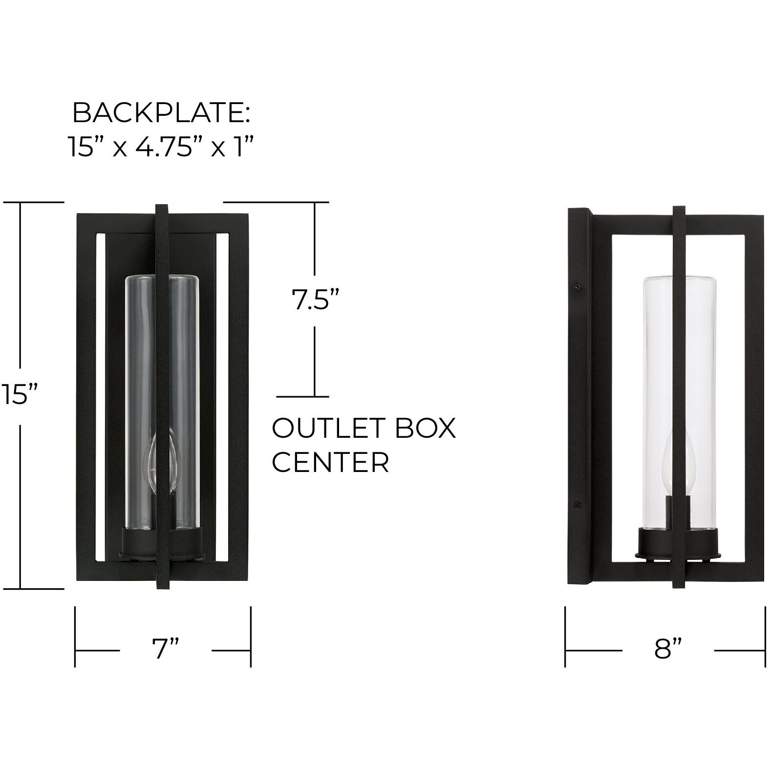 Kent 1 Light 15 inch Black Outdoor Wall Lantern
